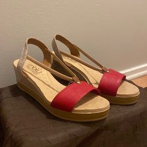 Size 8 Red wedge Malu Super Comfort Made in Brazil